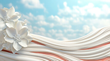 Wall Mural - clean and elegant design with a natural, airy feel. modern art with sculpted flowers and smooth, flo