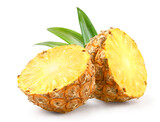 Pineapples slice isolated on white.