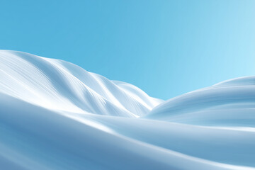 Wall Mural - smooth flowing white fabric waves under a clear blue sky, creating a serene and abstract landscape e