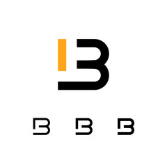 Wall Mural - technical logo letter b, digital cyber space alphabet font, set of four different thicknesses of the
