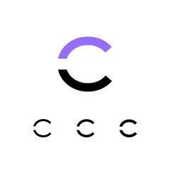 Wall Mural - technical logo letter c, digital cyber space alphabet font, set of four different thicknesses of the