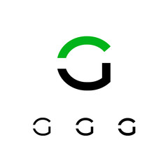 Wall Mural - technical logo letter g, digital cyber space alphabet font, set of four different thicknesses of the