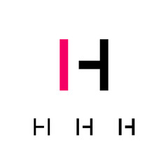 Wall Mural - technical logo letter h, digital cyber space alphabet font, set of four different thicknesses of the