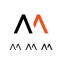 Wall Mural - technical logo letter m, digital cyber space alphabet font, set of four different thicknesses of the