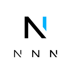 Wall Mural - technical logo letter n, digital cyber space alphabet font, set of four different thicknesses of the
