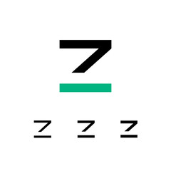 Wall Mural - technical logo letter z, digital cyber space alphabet font, set of four different thicknesses of the
