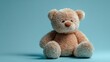 © Emilia - Cute sad teddy bear on soft light blue background high quality emotional plush toy illustration