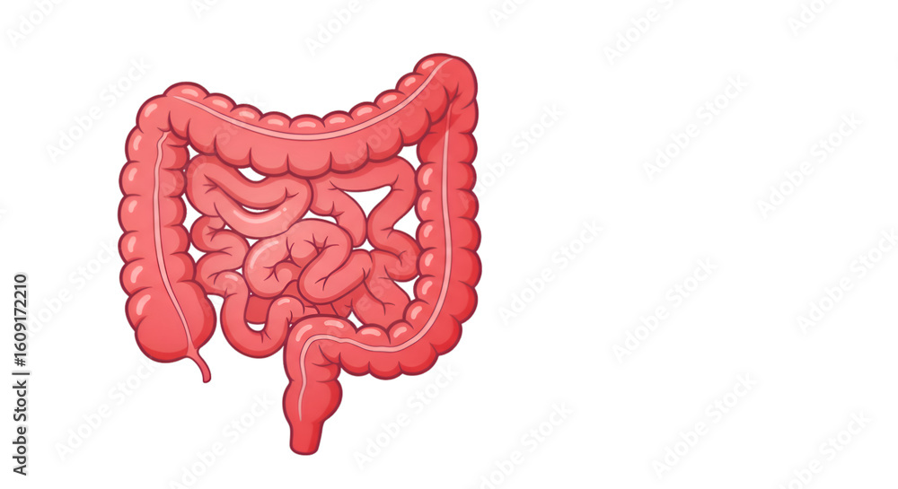 Anatomical illustration of the human digestive system, showing the ...