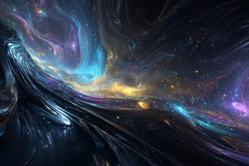 Wall Mural - Abstract Cosmic Space Background With Glowing Particles
