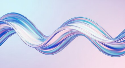 Wall Mural - Liquid Holographic Wave Background, Gradient Foil Texture, Iridescent Effect Design