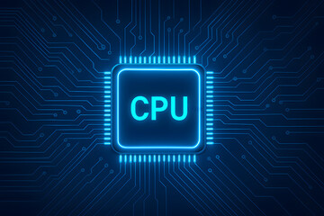 Wall Mural - central processing unit: a close-up, luminous depiction of a cpu, showcasing its complex architectur