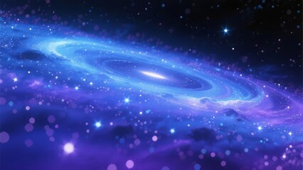 Spiral Galaxy in Deep Space with Vibrant Blue and Purple Hues