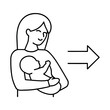 © fahim - Surrogacy Illustration Woman Holding Baby Arrow Pointing to Another Woman Conceptual Design