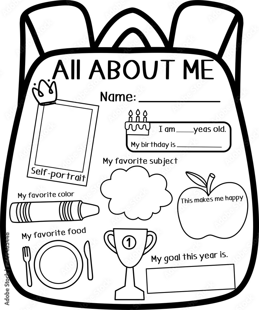 All about me backpack craft printable for back to school Stock ...