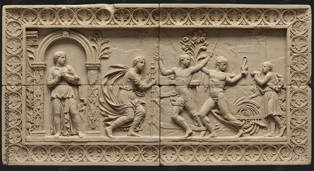 [Ancient Roman Terracotta Campana Relief with Mythological Figures ...