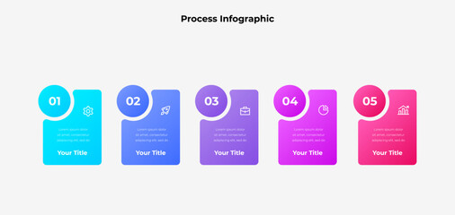 Wall Mural - vibrant five step infographic displaying process flow, suitable for business and project organizatio