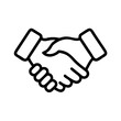 © adobe - A symbolic outline illustration depicting two hands clasped together in a handshake on a white background