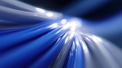 Wall Mural - Abstract background of abstract light patterns resembling data flowing in a server, high speed. Processing, dynamic. Blue and white.