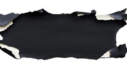 Wall Mural - torn black paper with a jagged edge on a transparent background