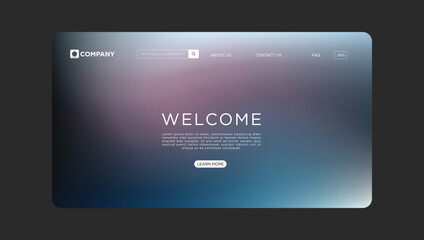 Elegant website template design with modern blurred background for business company landing page