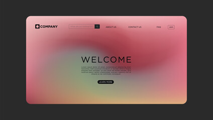 Beautiful modern website design template with welcoming gradient effect and simple navigation bar