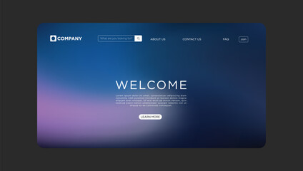 Modern website landing page design with welcome message and learn more call to action now