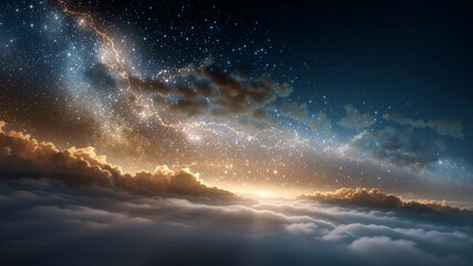 Wall Mural - Stellar Night Sky Above Clouds with Radiant Horizon