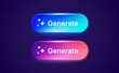 © Van - 3d glossy rounded AI generate buttons in 3d gradient style, isolated on dark background. Button icons in 3d vector illustration. Vector illustration