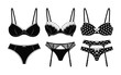 © ibrahim - Women’s Lingerie Vector Set – Black & White Designs Featuring Bras, Panties & Garter Details