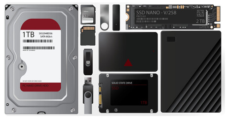 Vector of Various Storage Devices