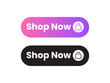 © hngrapx - Two shop now buttons with shopping bag icon gradient and black isolated on white background