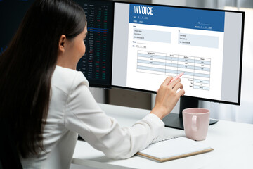 Wall Mural - invoice on computer screen from accounting application. computer program for financial and budget of