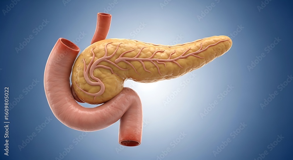 Visium Pancrease Detailed 3d illustration of the human pancreas and duodenum Stock Photo ...
