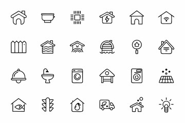 Wall Mural - A detailed and functional icon bundle highlighting home features that influence renters’ decisions. Great for listing platforms, flyers, and rental portals