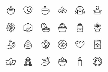 Wall Mural - A soft, calming icon bundle for promoting holistic vegan living. Great for yoga studios, lifestyle blogs, health influencers, and sustainable brands