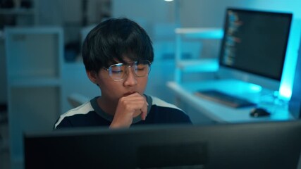 Programmer focusing screen backend development system logic interface code technology engineer data digital
