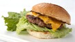 © MD - Delicious Grilled Cheeseburger With Fresh Lettuce Served On A White Plate Perfect Meal Presentation