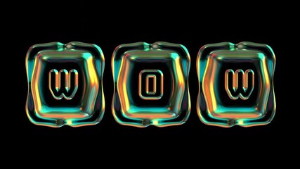 Wall Mural - glowing wow text animation against black background