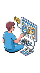 Person working on website design or digital interface.