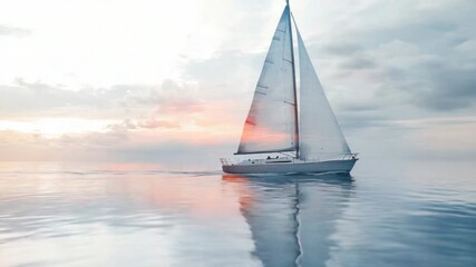 Wall Mural - a sailboat floating on the ocean during a beautiful sunset