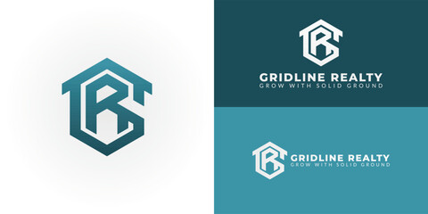 Wall Mural - modern gr initial logo in a strong hexagonal form. perfect for real estate, construction, or archite