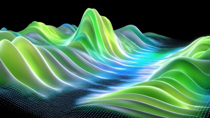 Sticker - abstract landscape waves, data visualization, tech backdrop