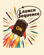 © Simon - Launch sequence with rocket and colorful crayons in motion