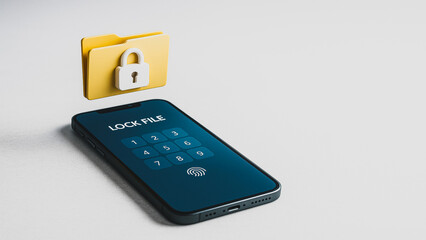 Wall Mural - digital security: a close-up shot of a smartphone displaying a password entry interface. beside it, 
