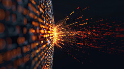 Wall Mural - digital data explosion with vibrant colors and abstract patterns, representing technology and inform