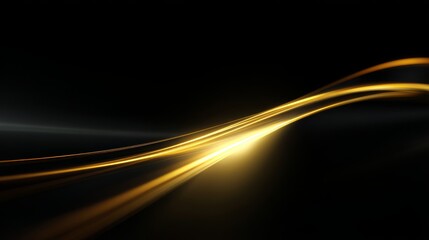 Wall Mural - abstract golden light wave on a black background. this image captures elegance and motion. ideal for