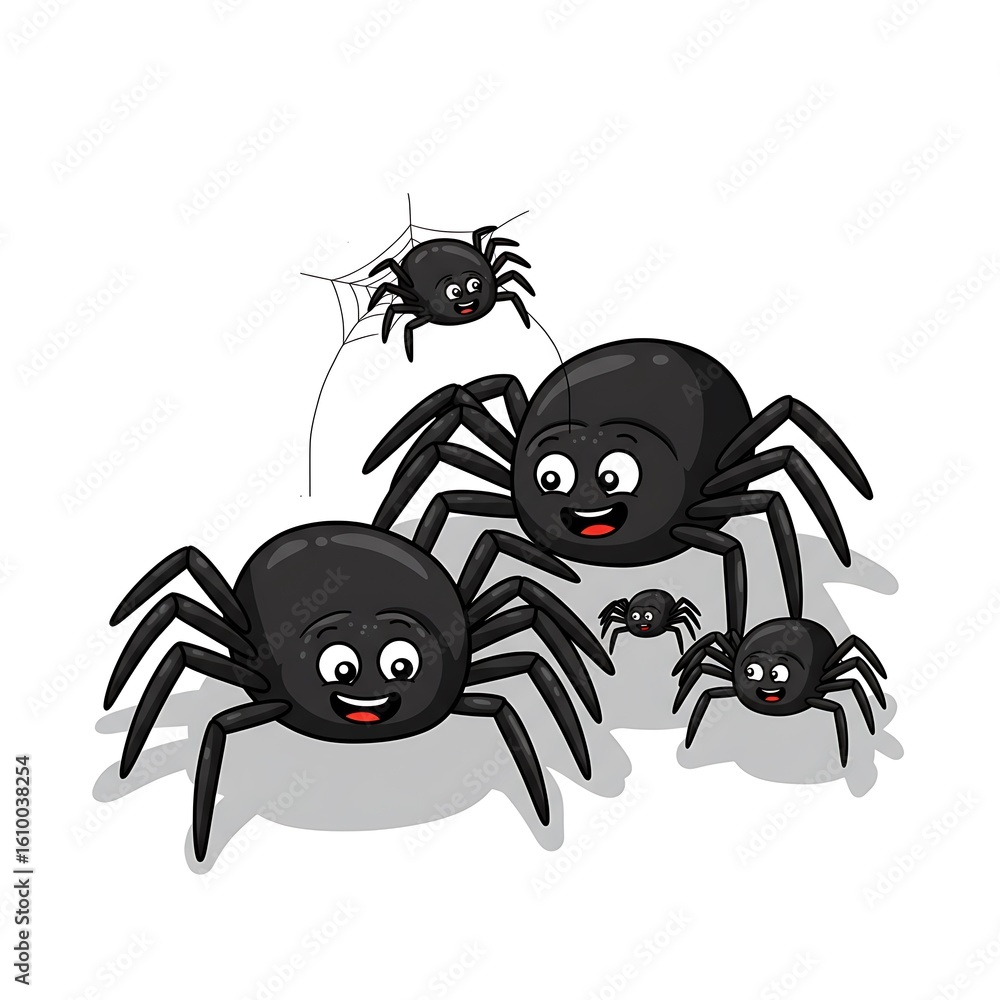 3D Cartoon Spiders With Smiling Faces Stock Illustration | Adobe Stock