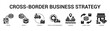 © kondesign - CrossBorder Business Strategy Modern and clean web banner illustration featuring thematic icons for visual communication