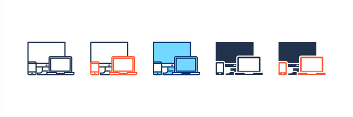 Devices icon set multiple style collection
