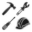 © MST NASIMA KHATUM - Hammer wrench screwdriver hard hat icons construction
